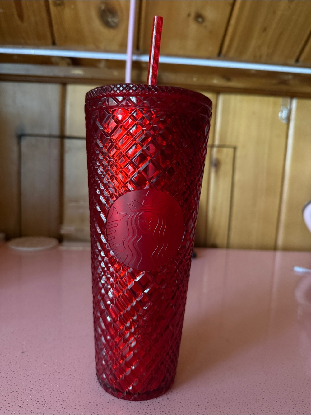 Starbucks Red Textured Tumbler with Straw
